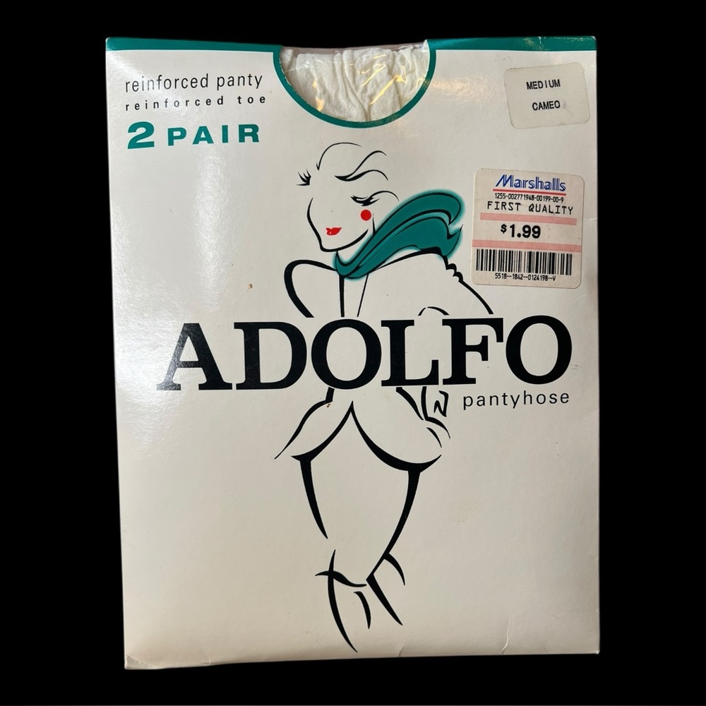 Adolfo 80s Vintage Cameo Pantyhose Nylons Sz M 2 Pairs